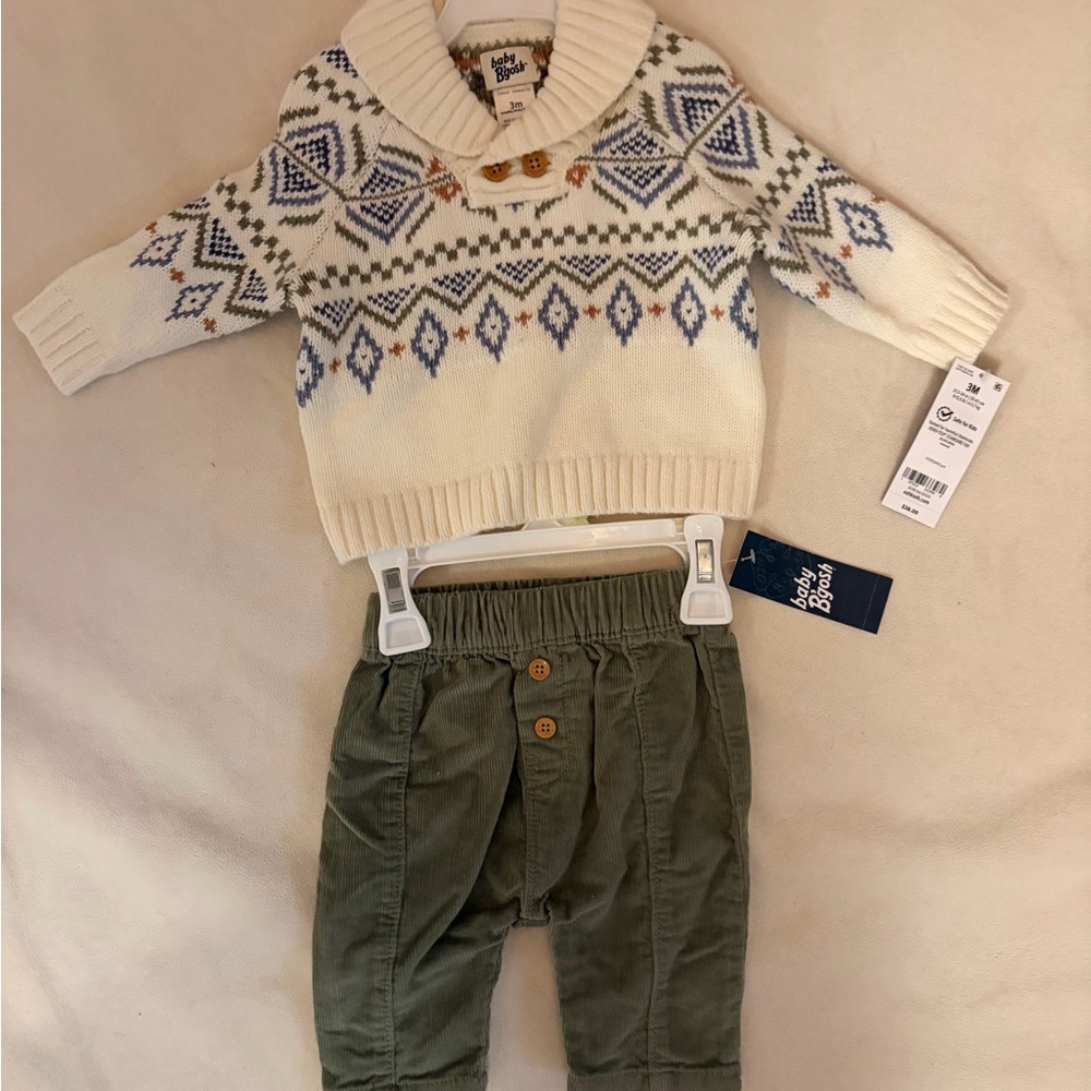 Baby 3mos- fair isle Sweater and Pants Set